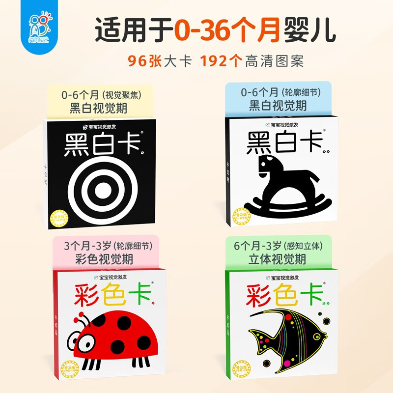 Color card 1 popular version (two versions are randomly issued) black and white card newborn 0-3 years old infant tracking card color card visual stimulation flash card baby visual stimulation hanging card infant early education enlightenment book cognitive card