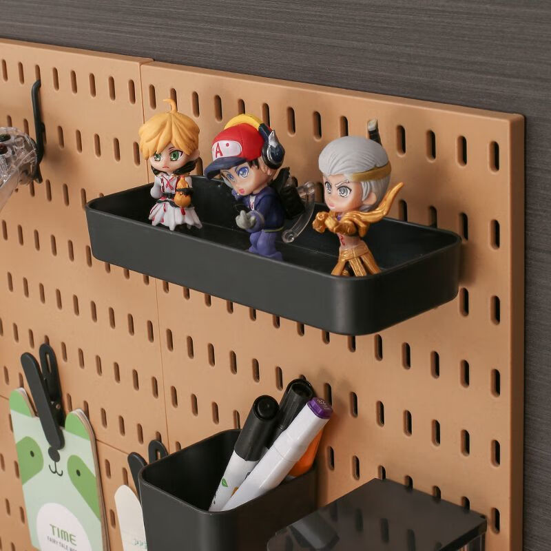 Vinoa universal color perforated board black accessories punch-free clip gaming room perforated board hook storage box basket black D hook