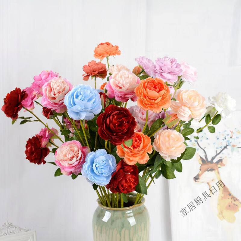 3 peonies artificial flowers wedding decoration artificial flowers artificial peonies home living room decoration flowers three peonies (orange) 1 branch