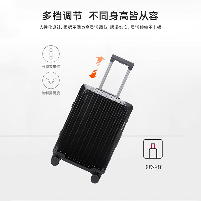 Walker Shop Luggage 2026 New Boarding Trolley Case Aluminum-Magnesium Alloy Multifunctional Business Travel Suitcase Mysterious Black Upgraded Thickened Aluminum Frame 24-inch Check-in Box/All Aluminum-Magnesium Alloy