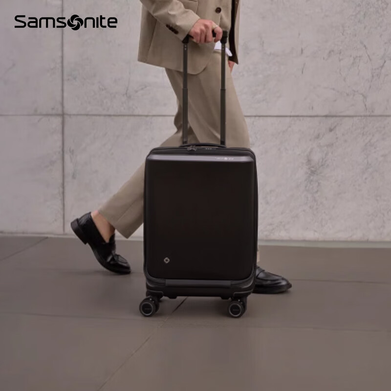 Samsonite high-end suitcase front opening business trolley suitcase men's suitcase QX0 gift for boyfriend on Chinese Valentine's Day black-carry-on suitcase 20 inches