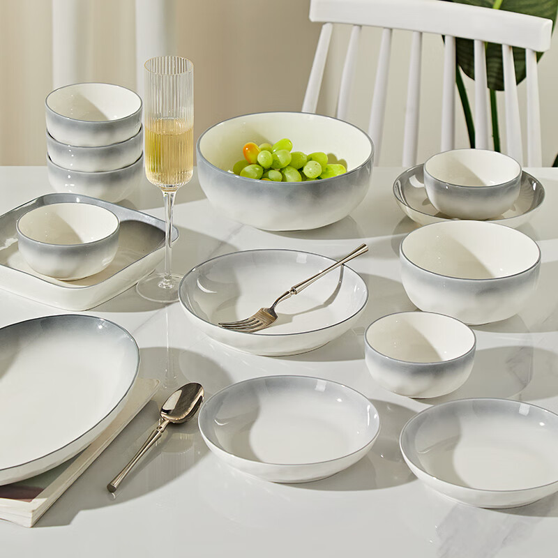 Haoya underglaze color ceramic plates and dishes household dishes and tableware high-end dishes and dinner plates Yanyuyao 8 inches 4 pieces