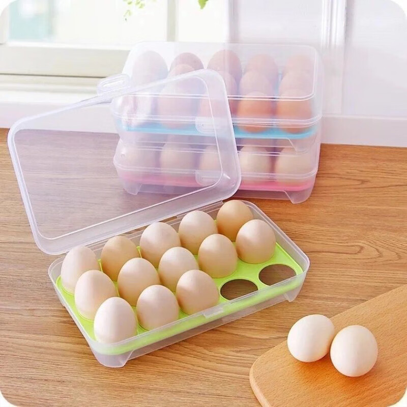 Runhuanian Kitchen 15-compartment egg storage box for refrigerator, egg preservation box, multi-layer egg box, plastic egg tray, event, buy one, get two free, three packs, random style