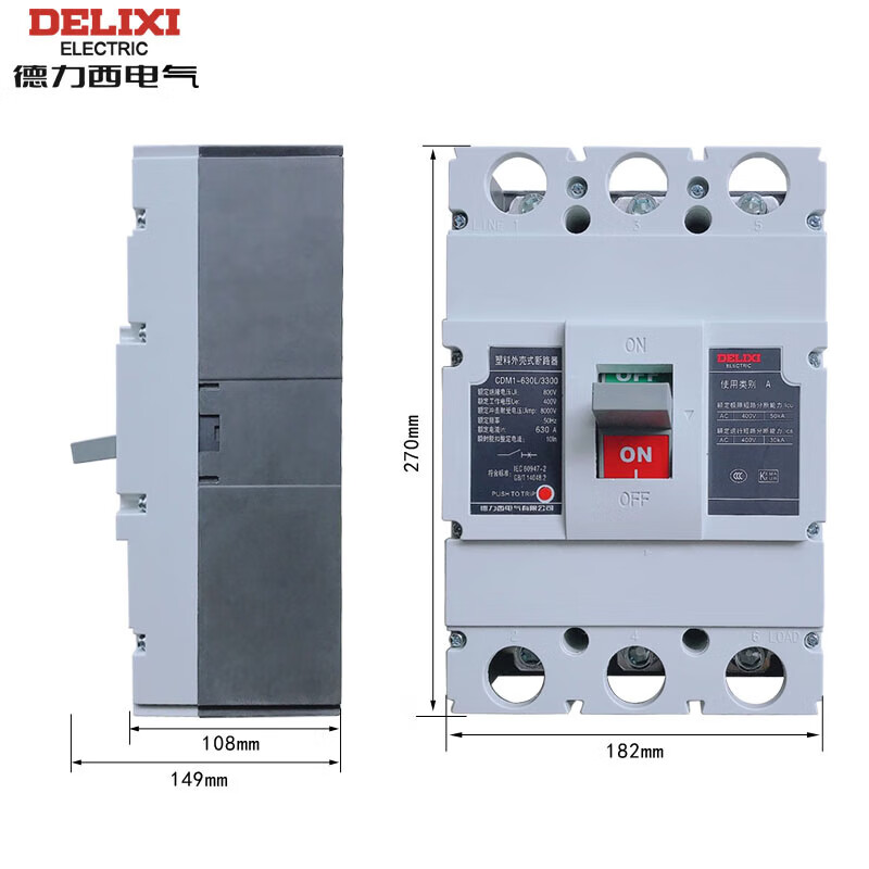 Delixi plastic case circuit breaker CDM1-630L/3300 3P 4P 500A630A high current air switch 3P 500A