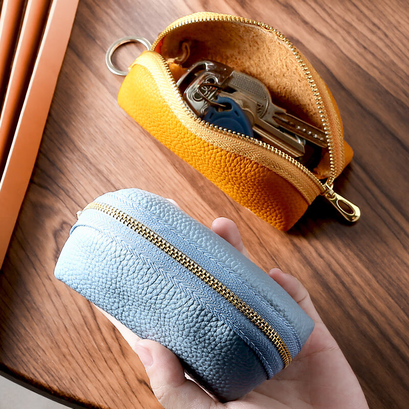 Kangaroo (KANGAROO) brand leather key bag, multifunctional and personalized, large capacity, men's leather coin purse, women's card holder, waist hanging key bag, black