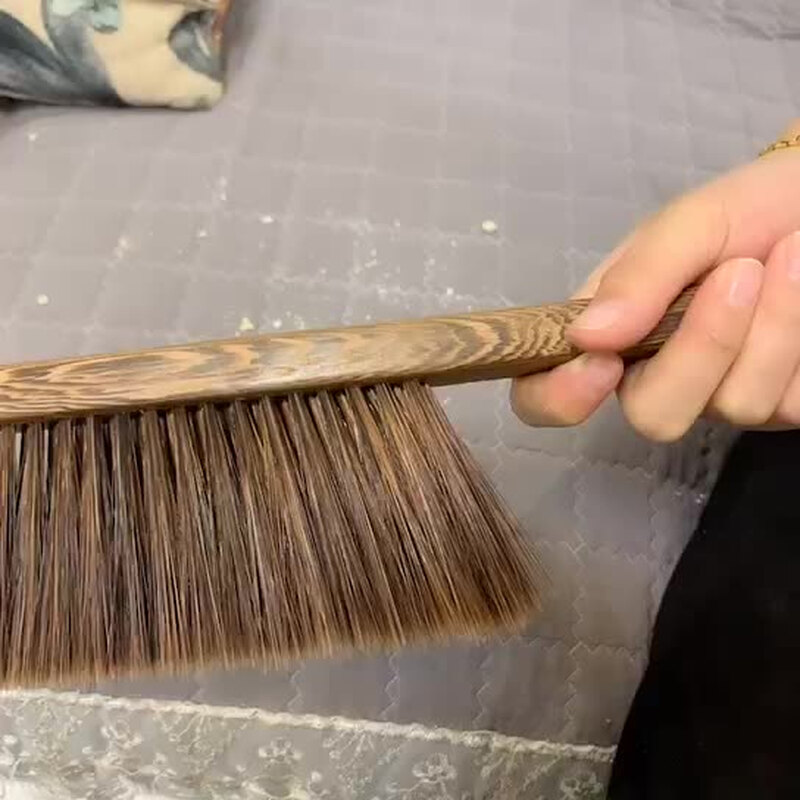 Kelibang chicken wing wooden bed brush soft bristle bed sweeper bed dust cleaning brush thickened long handle straight handle 4 rows wooden dust brush KB2044