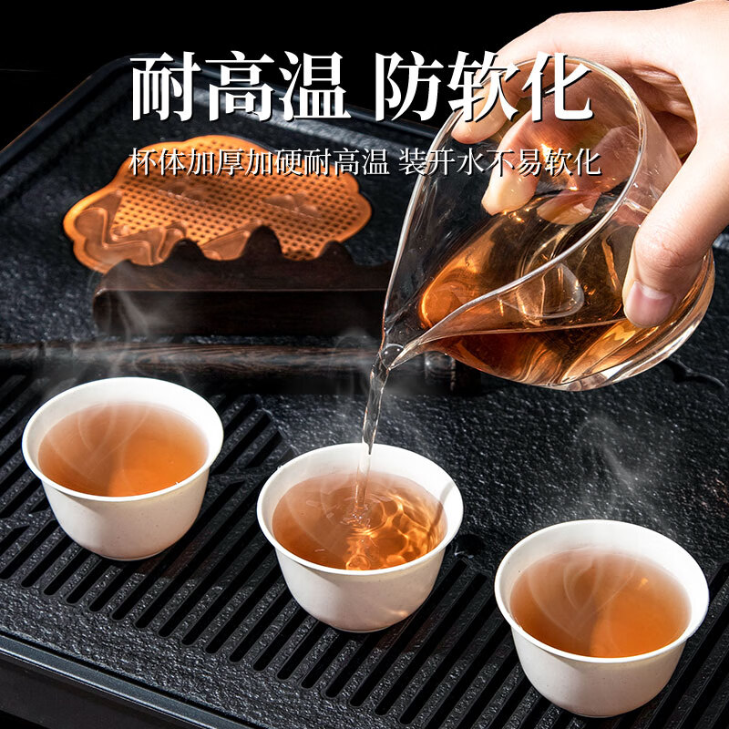 Shouli High Temperature Resistant Disposable Kung Fu Tea Cup with Storage Cup Holder for Home Office Hospitality Rice Husk Tea Cup Rice Hull Tea Cup 8 packs (400 pieces) 1 piece No specifications