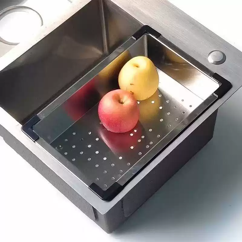 Miling thickened stainless steel sink basin single-slot double-slot vegetable basin handmade large basin multi-functional stacking drain basket thickened narrow width 44x21