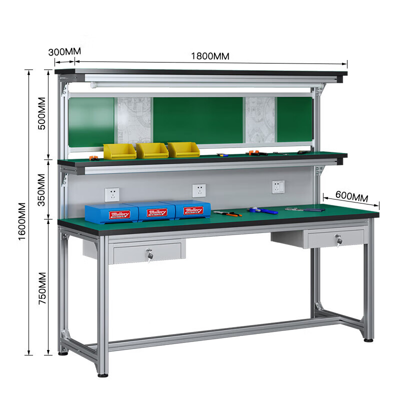 Kegan diy aluminum alloy anti-static workbench aluminum profile operating table computer table workshop factory assembly line assembly table repair table can be customized including accessories 1800*600*1600 double drawer