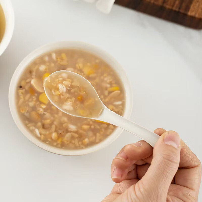 Hezhidao 12CM long small spoon disposable rice husk table spoon Chinese style thickened high temperature resistant household dessert spoon white dessert spoon 1 pack 60 pieces sealed package length about 12CM