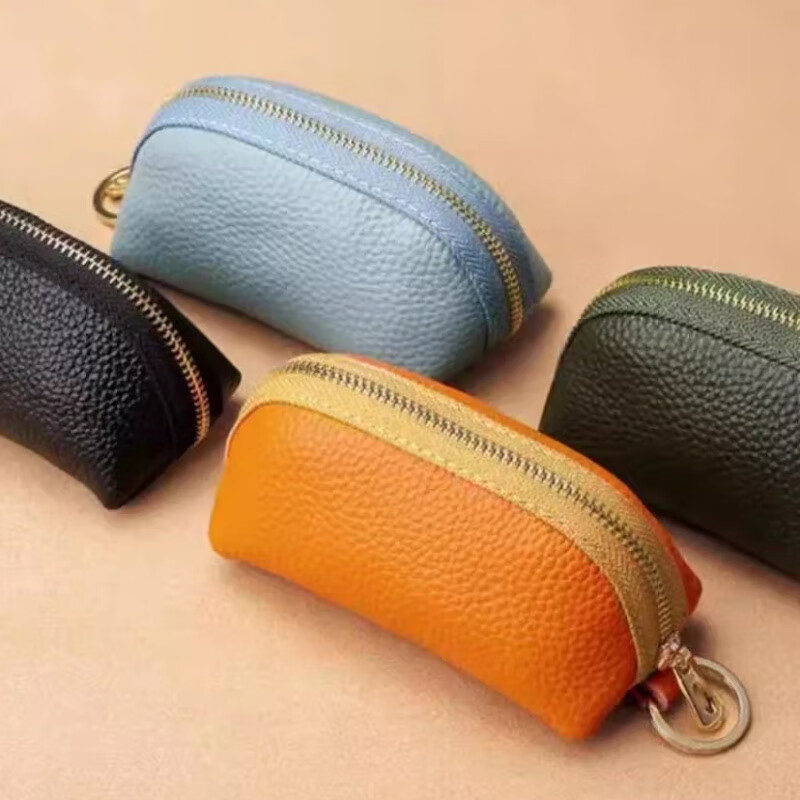 Kangaroo (KANGAROO) brand leather key bag, multifunctional and personalized, large capacity, men's leather coin purse, women's card holder, waist hanging key bag, black