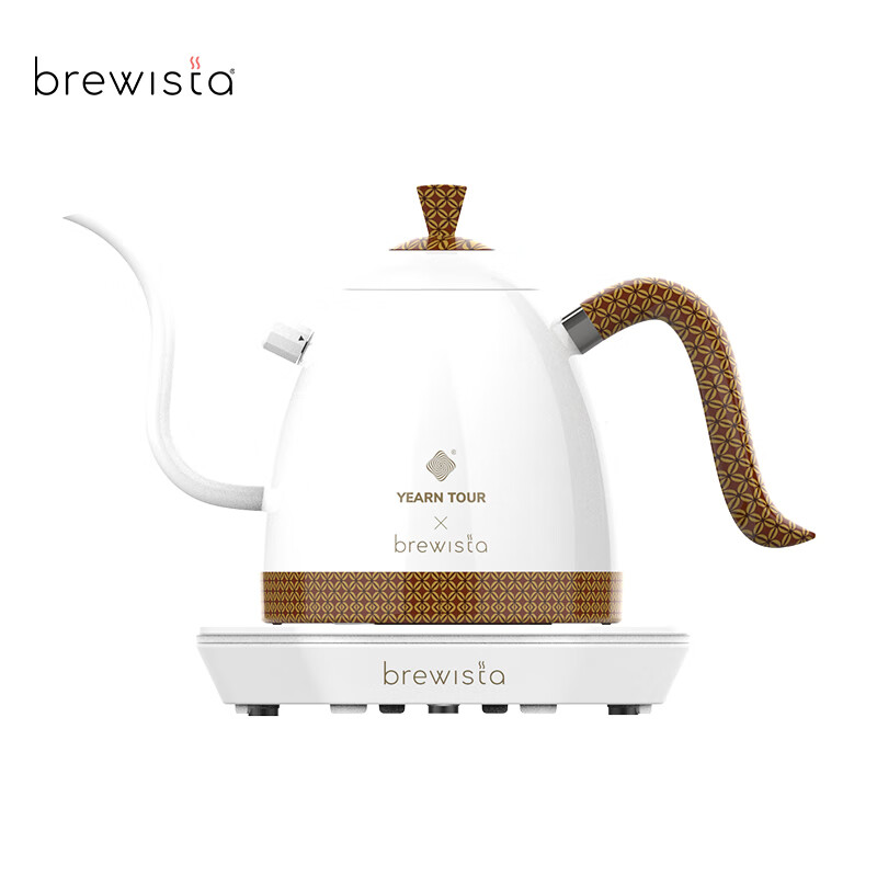 BREWISTA&YearnTour Joint Series Adjustable Flow Temperature Control Pot Hand Brewed Coffee Pot 0.6L Bean Language Pearl White-Adjustable Flow