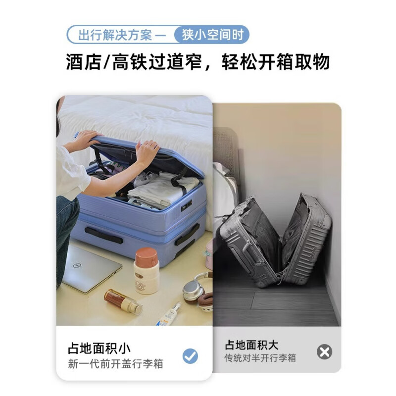 2025 New Large Capacity Suitcase Women's 28-inch Durable Trolley Case Front Opening with Expansion Code Suitcase Men's Gray - Expandable + Customs Lock 20 Inch