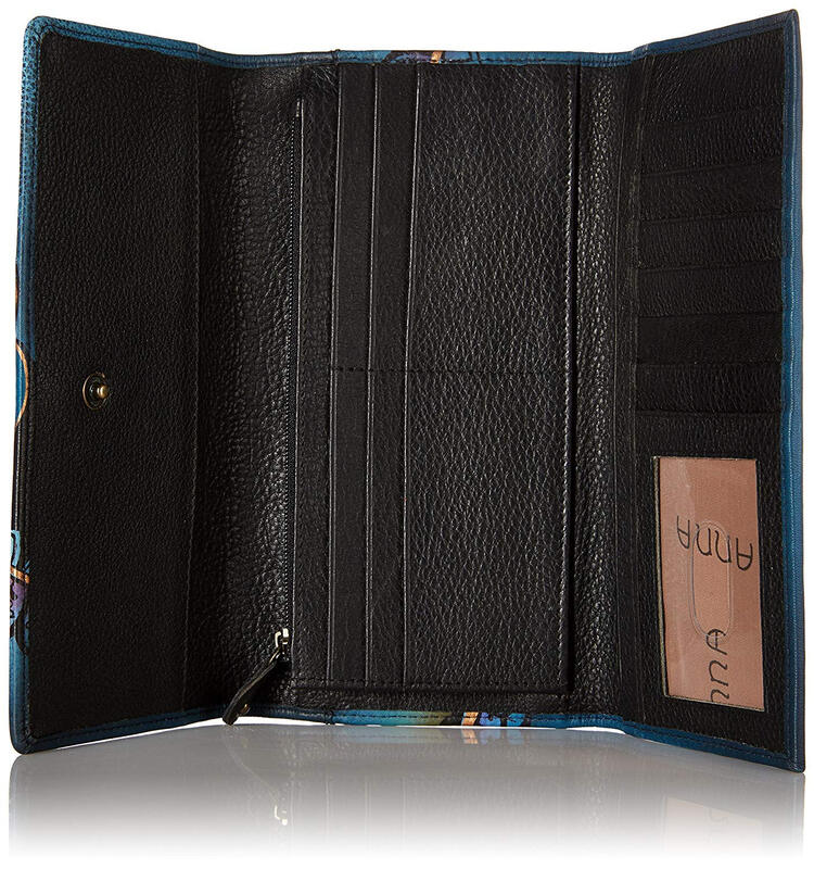 Anna by Anuschka Women's Hand-painted Genuine Leather Multi-Card Slot Wallet Denim Paisley Style ID Window Stylish Storage Denim Paisley Paisley. One Size
