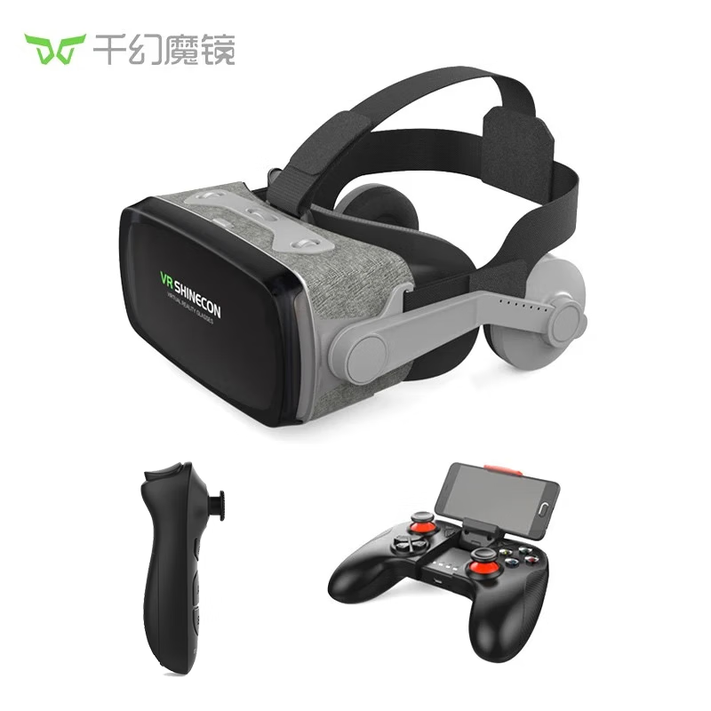 Qianhuan Magic Mirror VR 9th generation VR glasses 3D smart virtual reality ar glasses home theater game Blu-ray lens + VR resources + remote control + VR game handle Suitable for 4.7-6.7-inch mobile phone screens