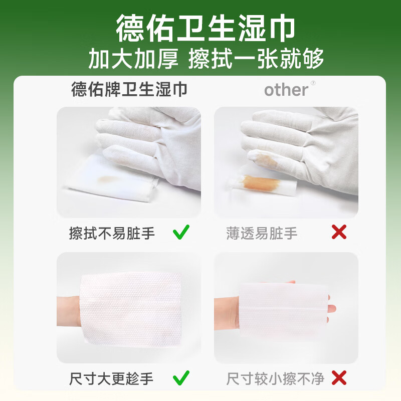 Deyou antiseptic wipes 80 pieces * 4 packs, extra thickened wet wipes, non-alcoholic sanitary wipes, sterilization rate 99.9%