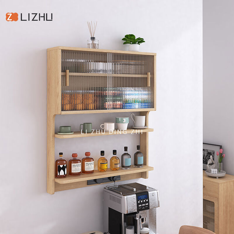 JPHZNB Nordic simple suspended cabinet wall-mounted sideboard dining table integrated household small apartment wall cabinet wall-mounted storage 0:78m suspended cabinet dream black package installation