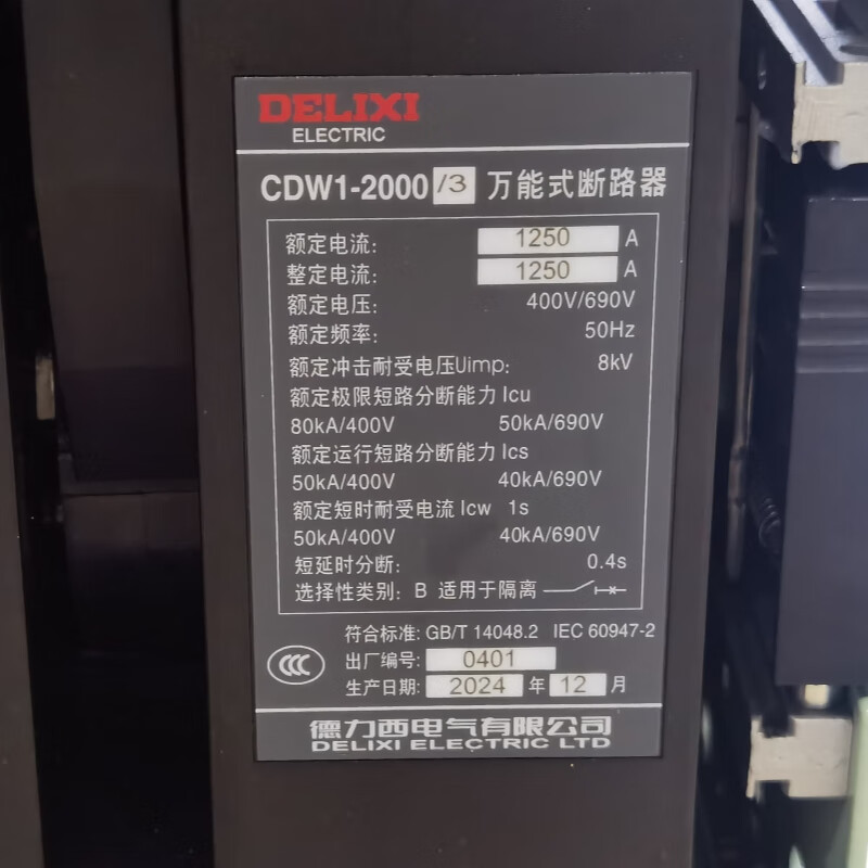 Delixi intelligent frame circuit breaker-2000-3200-2500A-1600A-1250A CDW1-2000 2000A x fixed horizontal x 3P