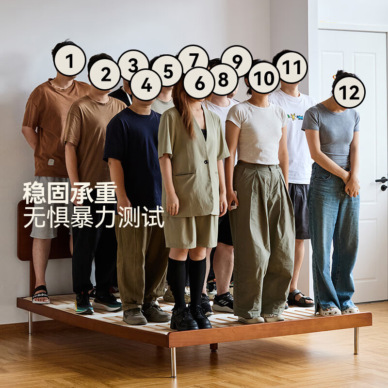 MUU solid wood bed small apartment bed 1.5x2 meters minimalist style secondary bedroom master bedroom furniture single bed double bed