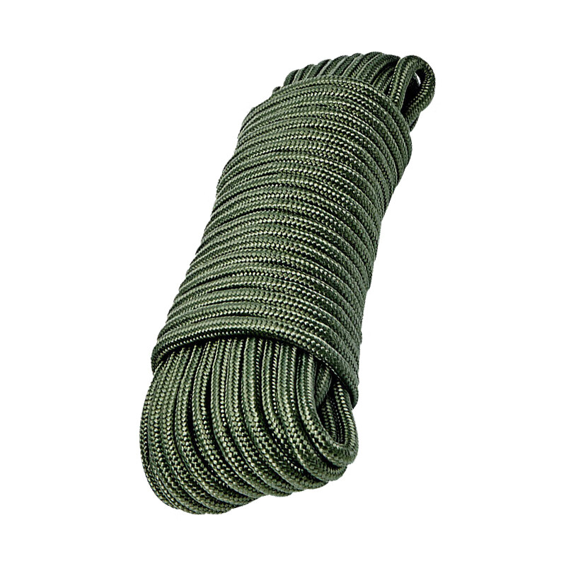 Jiuqiangu nylon rope 6mm*50m military green packing rope packing tape high strength binding rope core-covered wear-resistant and anti-aging nylon tie braided rope clothesline packaging rope