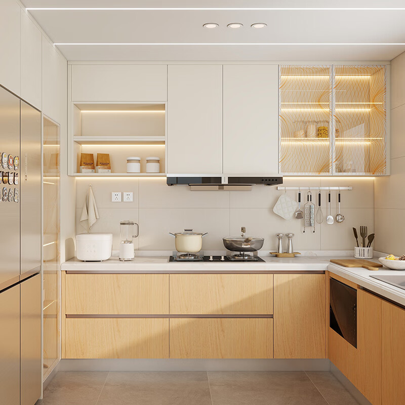 Oluoxun customized Quanyou whole house customized household integrated cabinets quartz stone countertops small apartment kitchen stove integrated cabinet storage 629/m wall cabinet (the specific amount depends on the design plan