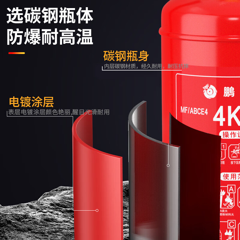 Pengshilong 2025 New National Standard 4kg Dry Powder Fire Extinguisher Portable National Fire Protection 3C Certification 4kg Fire Fighting Equipment Annual Inspection Collection Commercial Office Warehousing Property Vehicle-mounted Fire Extinguisher Free Inspection Card