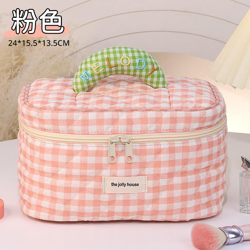 Cambodia-Chongqing Cosmetic Bag Storage Bag Pink Cute Large Capacity Birthday Gift Women's Portable Cosmetic Travel Bag Handbag Cosmetic Storage Bag Rose Pink + Large Capacity