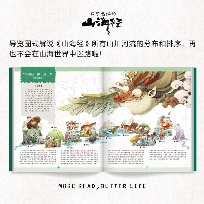 The Incredible Classic of Mountains and Seas, 2 volumes in total, hardcover with color pictures in large 8 format, Kuafu Chasing the Sun, Nuwa Mending the Sky, a collector's edition of the Classic of Mountains and Seas that children can read, phonetic notation of rare characters, adolescent and children's edition, extracurricular book for primary school students