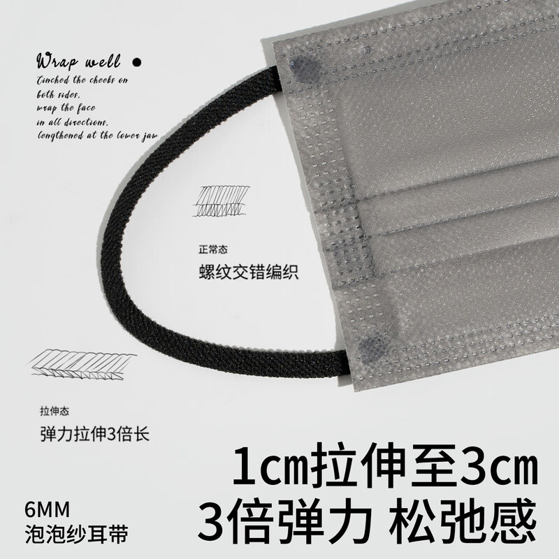 Runmi Bio Gray Medical Surgical Mask Disposable Adult Hypoallergenic Independent Pack Latte Gray 50 pieces/box