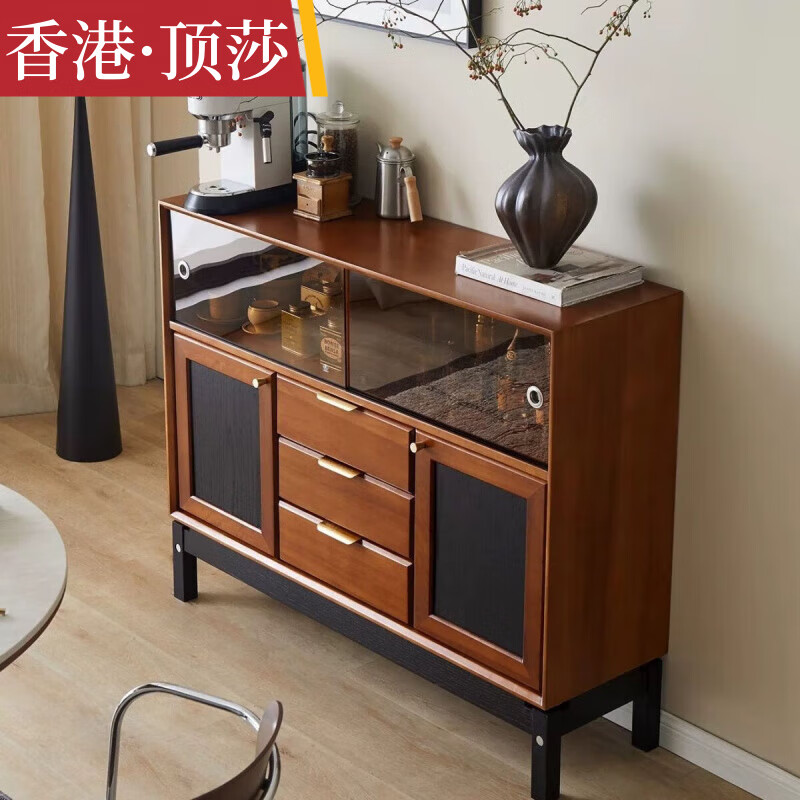 Dingsha mid-century solid wood sideboard small apartment living room wall storage cabinet storage cabinet home retro dining table sideboard sideboard pine wood 100-40-95