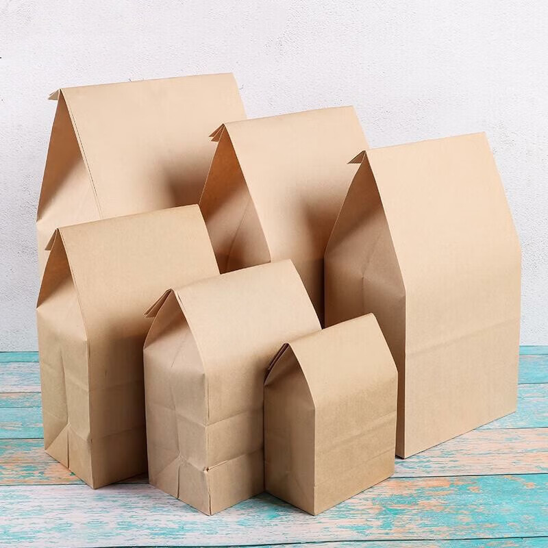 Haofanjie food grade kraft paper bag food bag kraft paper oil-proof bread packaging bag burger food packaging bag paper bag No. 4 bag 13*8*24cm oil-proof 50 pieces