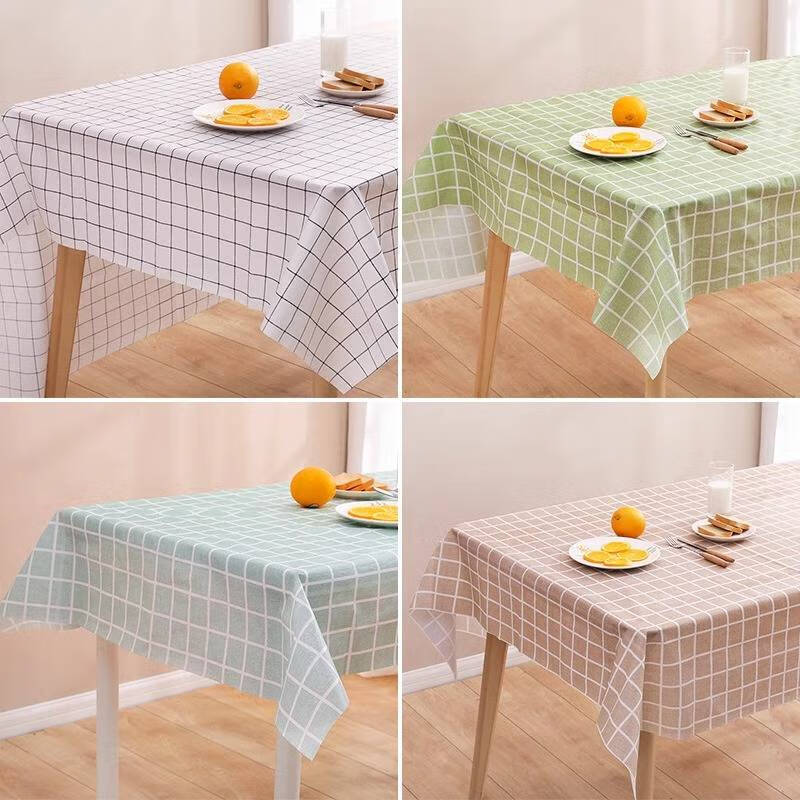 Fantasy tablecloth waterproof and oil-proof coffee table mat rectangular tablecloth plastic desk grid table classic white grid 137*137CM (square table)