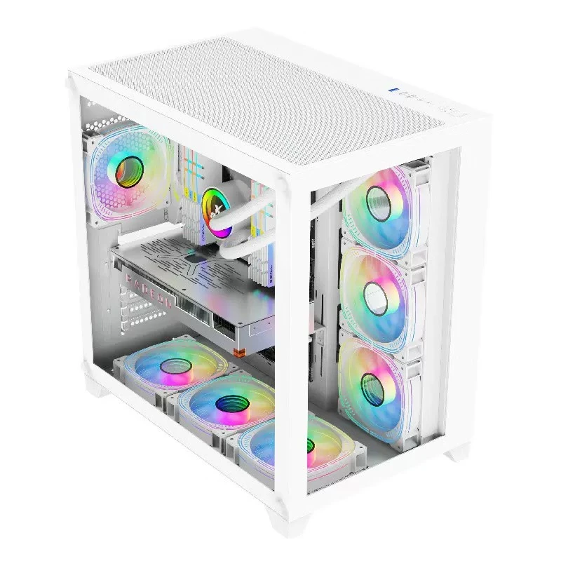 Panoramic room MINI PRO computer case desktop case ATX sea view room supports 360 240 water-cooled luxury chassis sea view room PRO-white (supports 360 water cooling/ATX motherboard)