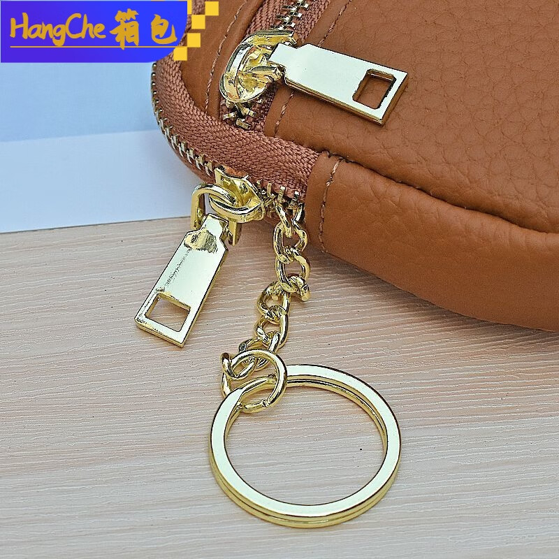 Ye Yu's new women's mini bag coin purse double zipper simple soft leather coin short style earthy yellow
