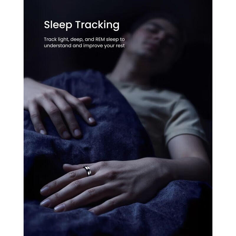 RENPHO LYNX Smart Ring Healthy Sleep Monitoring Ring Health Tracking Lightweight Long Battery Life Waterproof Rugged and Durable New Product Silver Size 8