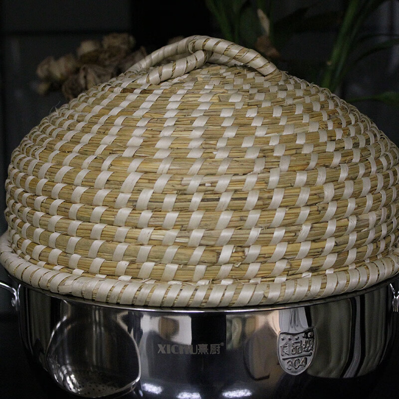 Meikejie Pot Lid Straw Bridle Bamboo Steamer Deepened and Height Straw Hat Steaming Lid Steamer Universal Cage Cap Pot Round Lid Universal 26 cm according to the inner diameter of the pot mouth Ordinary style without edging