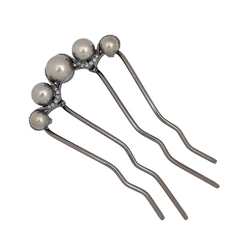 Gemeng U-shaped hairpin hairpin hair artifact hairpin pearl four-tooth comb U-shaped clip ball hair comb 2 pack 2 pieces