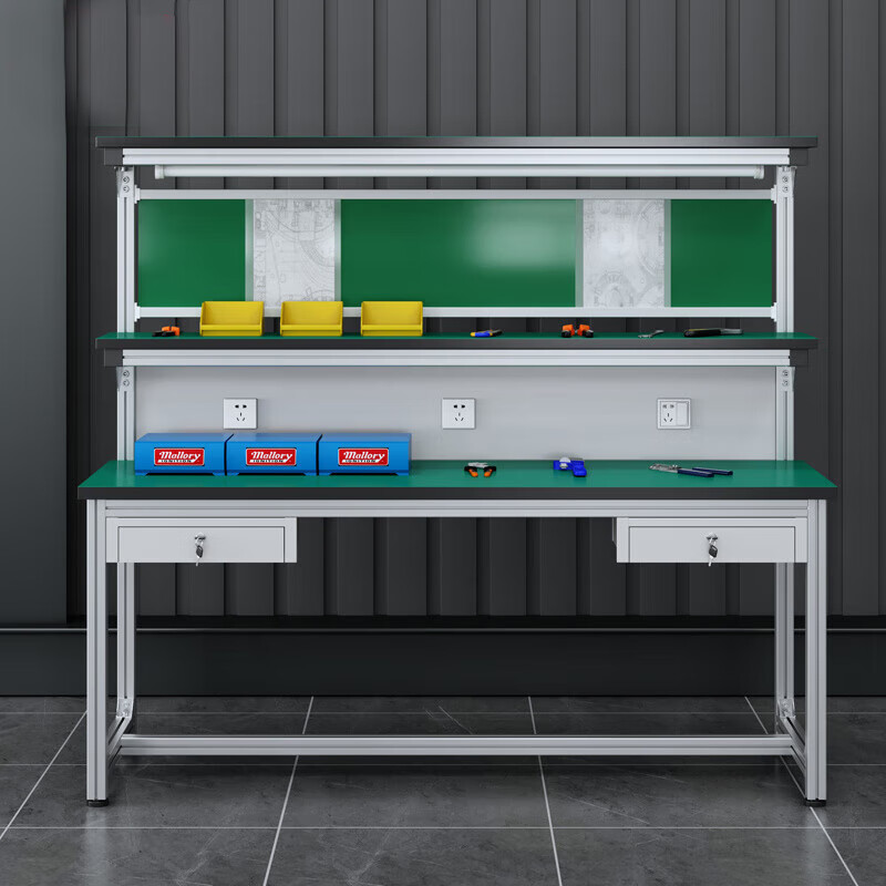 Kegan diy aluminum alloy anti-static workbench aluminum profile operating table computer table workshop factory assembly line assembly table repair table can be customized including accessories 1800*600*1600 double drawer