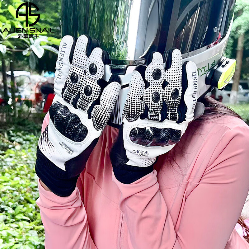 Alien Snail Women's T3 Gloves Carbon Fiber Anti-fall Women's Four Seasons Breathable Motorcycle Racing Motorcycle Riding Equipment T3 Red S