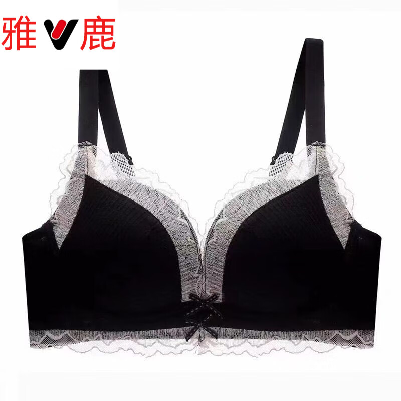 Yalu Japanese Sexy Underwear Women's Small Breast Gathering and Showing Big Summer and Autumn Secondary Breast Reduction Anti-Sagging Lace Bra Set Milk Blue Single Piece 75B 75/34B