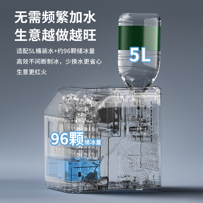 Oaks ice machine small household dormitory student mini dormitory fully automatic round ice cube ice making machine commercial milk tea shop ice cube machine cube ice LCD display丨96 ice storage capacity丨can be connected to bottled water