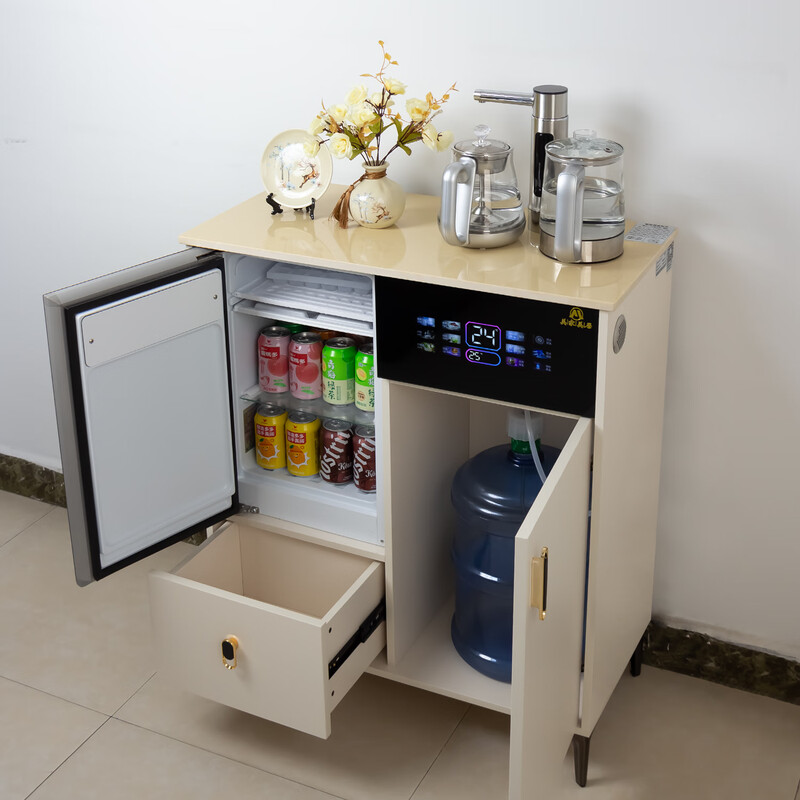 Meijia Meiju 2025 new cream style fully automatic tea bar machine all-in-one cabinet water dispenser with refrigerator refrigeration household high-end white (can be as low as around 5) hot and cold type