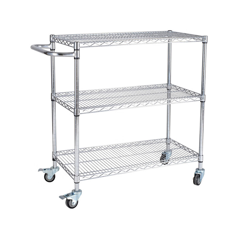 Wen Yijia three-layer tool cart stainless steel color turnover rack trolley transport truck mobile sorting truck cargo handle needs to add layers double handle height