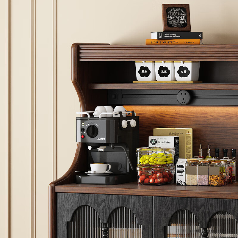 Guanze French retro solid wood sideboard wall-mounted integrated coffee machine display table home storage cabinet Hillary #1.2m