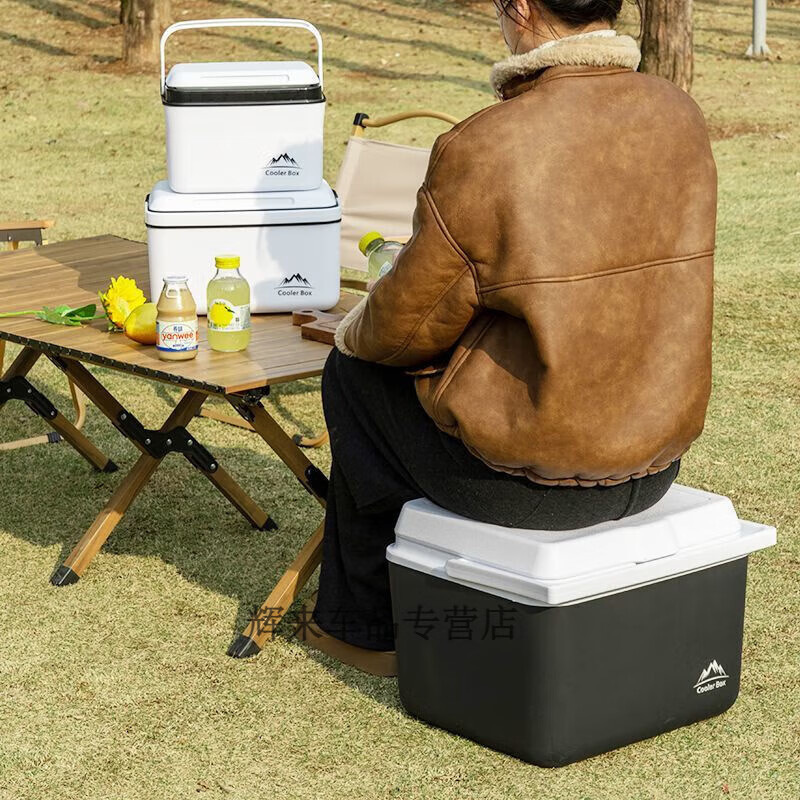 Free ice pack, insulated box, commercial stall, portable car, outdoor camping, fresh-keeping, picnic, portable cold storage, 18 liters, white - insulated box, free 2 ice boxes + 8 ice bags