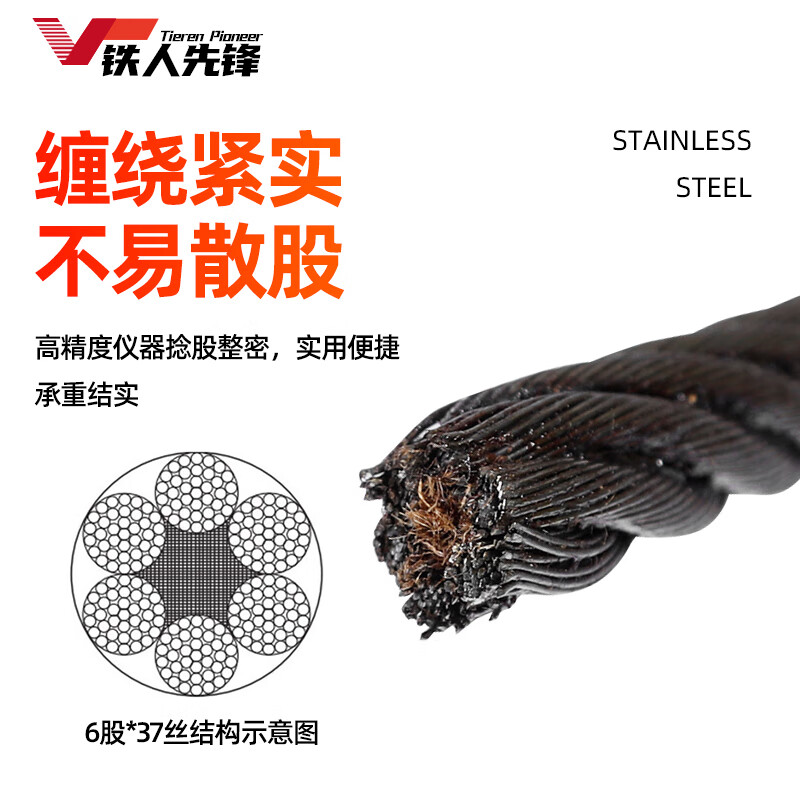 Ironman Pioneer oil wire rope hemp core steel wire rope gantry crane hoist lifting rope oily 6 strands 19 wire 8mm-1 meter