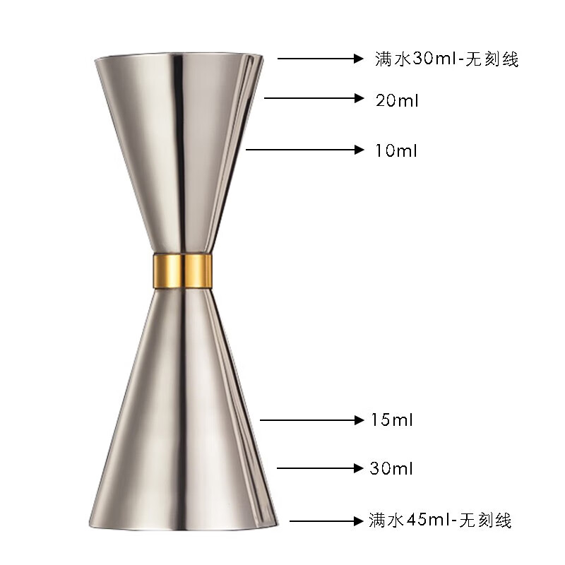 Wilkie wine measurer classic Japanese wine measuring cup bartending measuring cup 304 stainless steel integrated ounce cup with scale tool mirror light 30/45ml