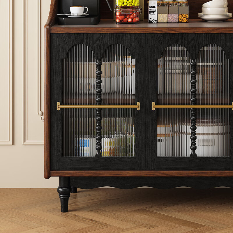 Guanze French retro solid wood sideboard wall-mounted integrated coffee machine display table home storage cabinet Hillary #1.2m