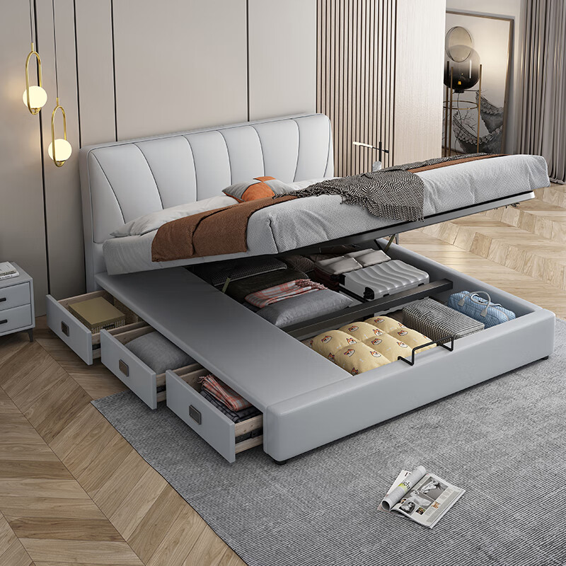 Carpenter Musenge Italian minimalist children's bed boy small apartment 1.35 meters teenagers 1 meter 2 thin bedside girl side storage bed luxury version) bed + white knight ice silk double sleeping mattress 1.0x2.0 frame 1.9m length can be customized