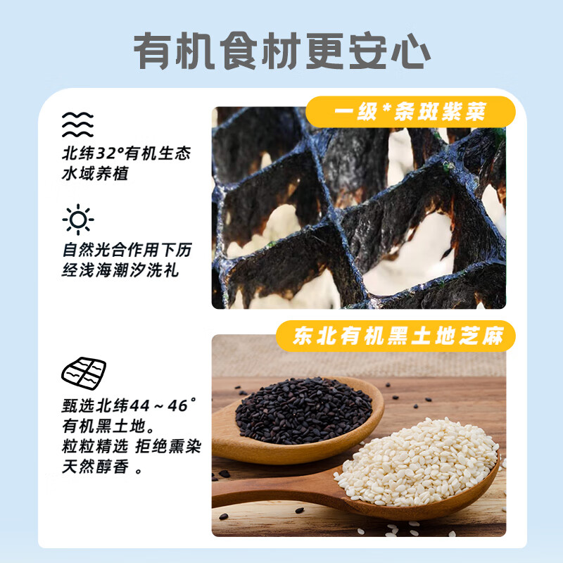 Bioocci RMB 99, choose 6 pieces, infants and toddlers, children's snacks, rice cakes, melted beans, steamed buns, hawthorn sticks, cod sausage, organic sesame-filled seaweed 24g